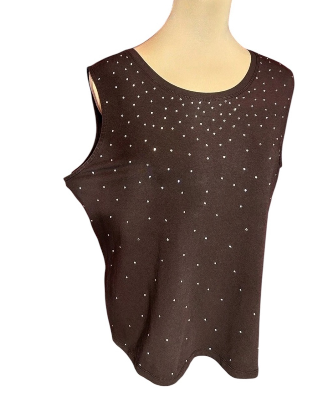 Talbots Embellished Brown Tank Top Size Large Like New